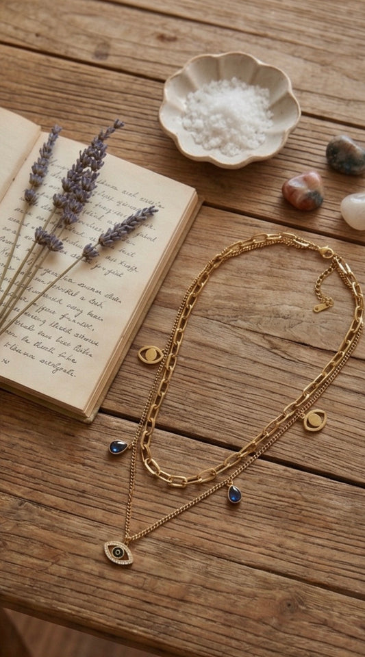 Evil eye layered necklace